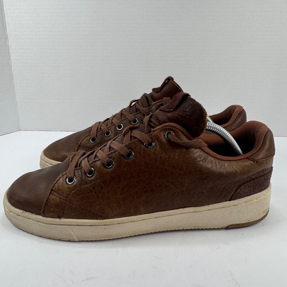 TOMS TRVL LITE Mens Brown Leather Low Top Lace Up Sneakers Size 9.5